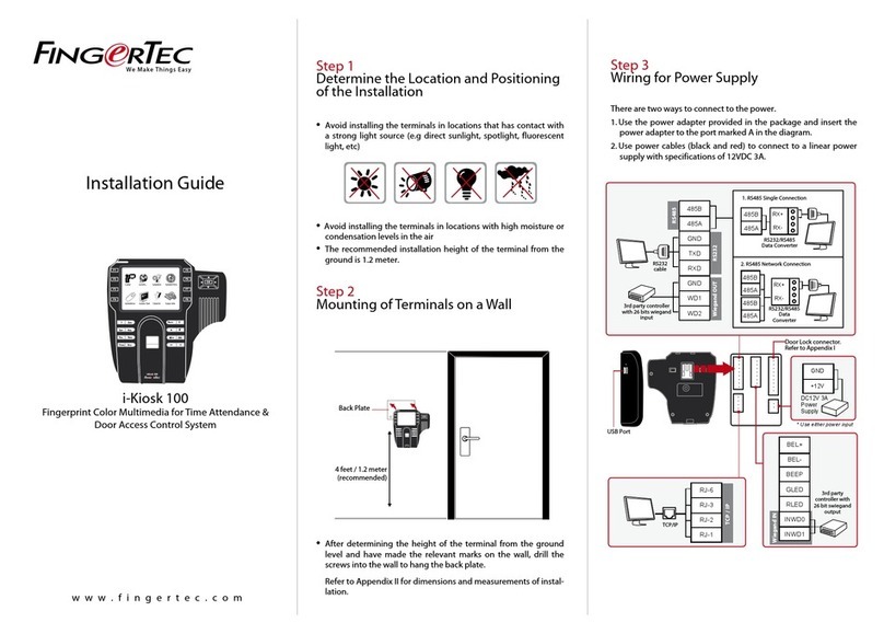 FingerTec i-Kiosk 100 Plus User manual