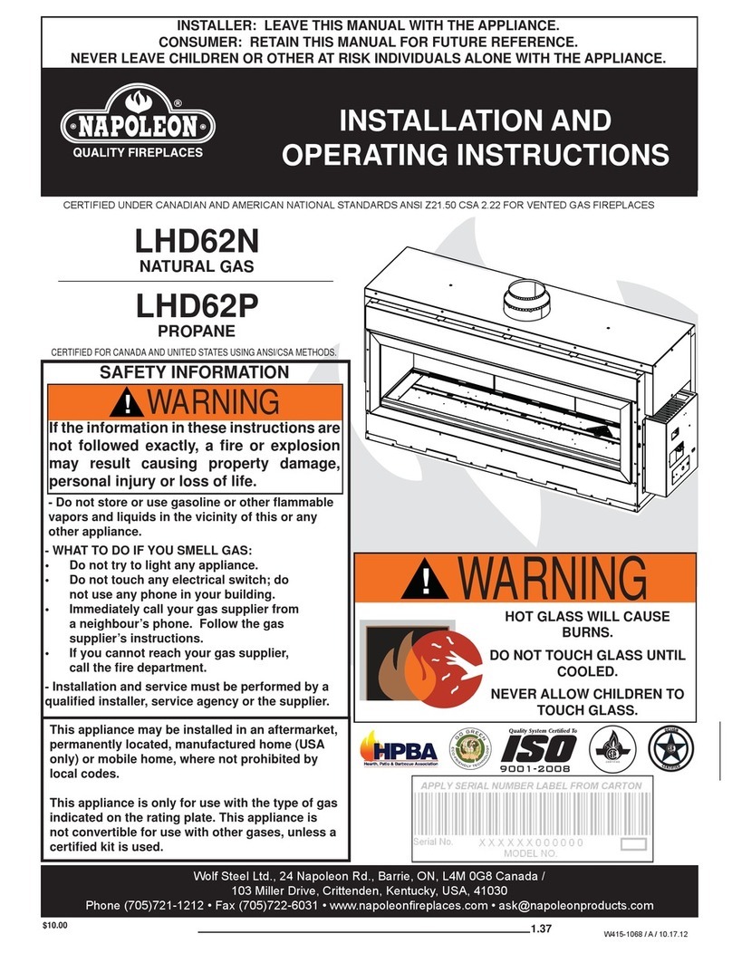 Napoleon LHD62N Installation and operating instructions