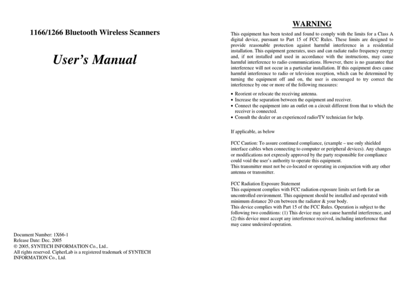 Syntech Information 1166 User manual
