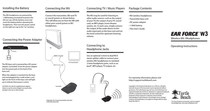 Turtle Beach ear force w3 operating instructions