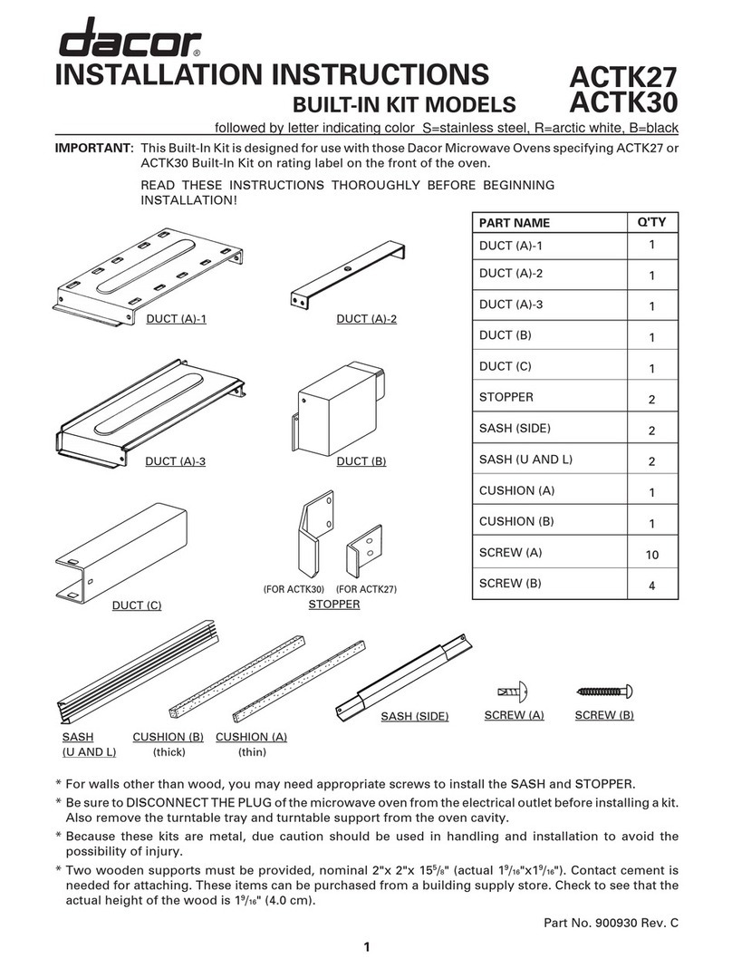 Dacor ACTK27 installation instructions