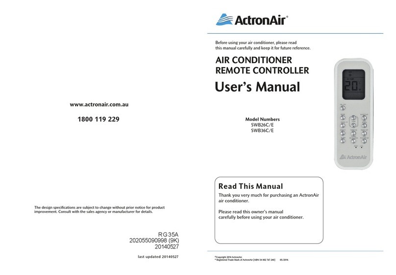 ActronAir SWB26C/E user manual