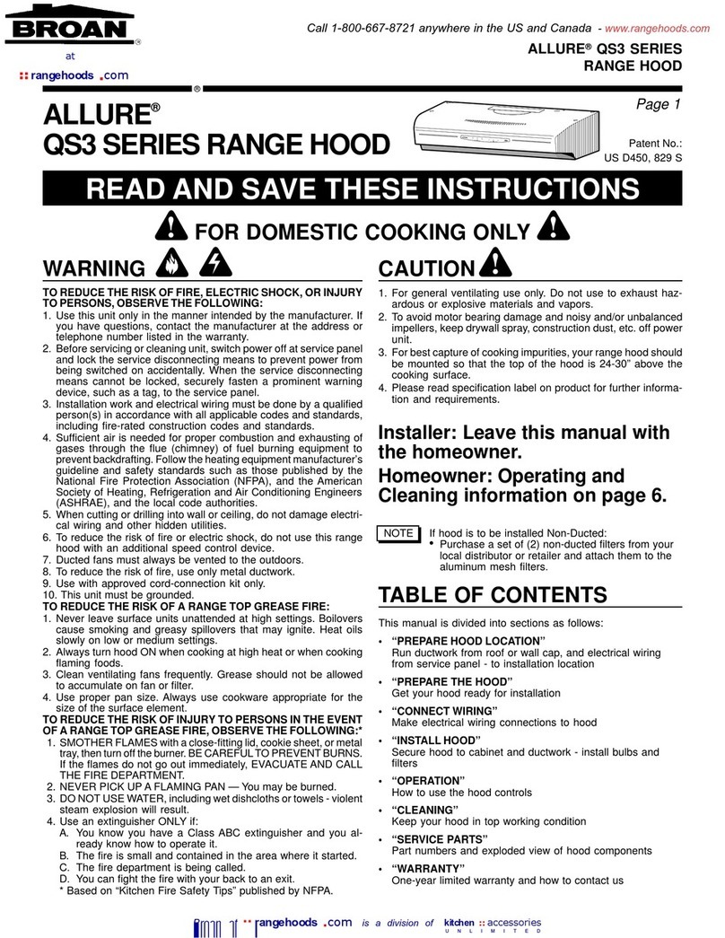 Broan ALLURE QS3 SERIES User manual