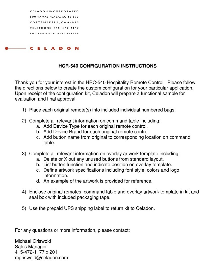 celadon HRC-540 Configuration instructions