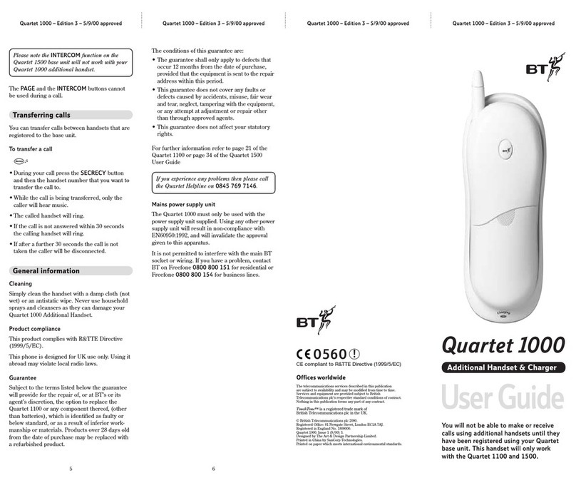 BT CALLER DISPLAY 1000 User manual
