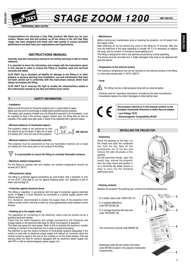 Claypaky Stage Zoom 1200 instruction manual