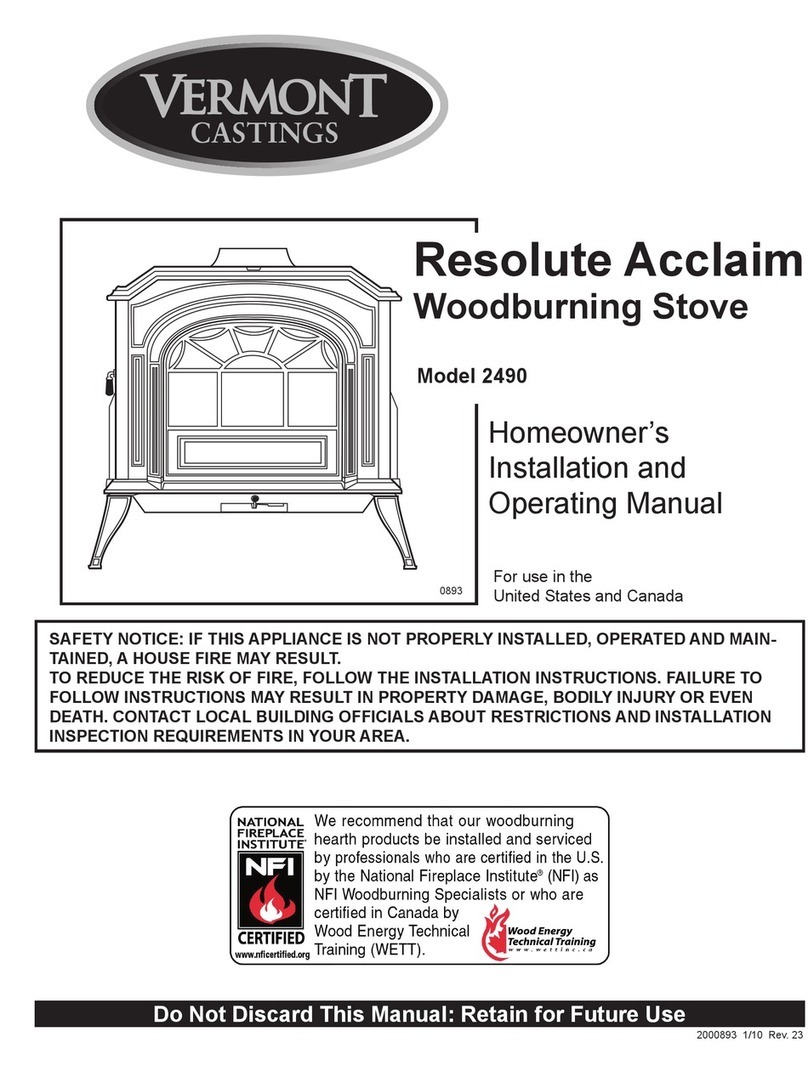 Vermont Castings Resolute Acclaim 2490 Owner's installation &  operating manual