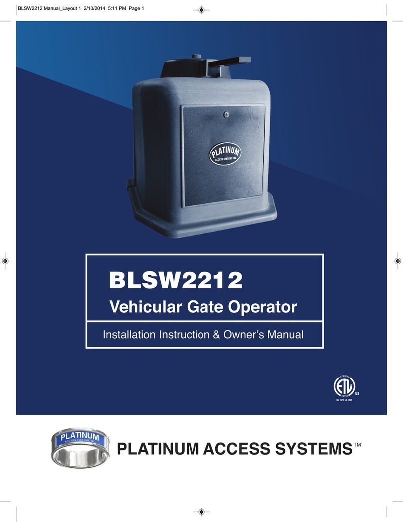 Platinum Access Systems BLSW2212 Installation instruction and owenrs manual