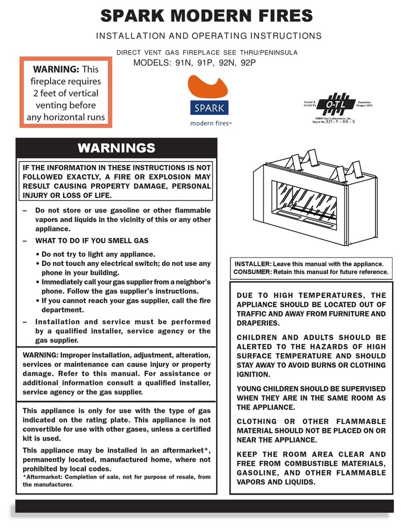 Spark modern fires 91N Installation and operating instructions Spark modern fires 91N Installation and operating instructions