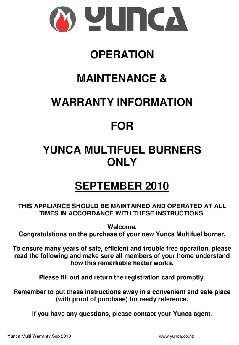 Yunca Gas Multifuel burner Operations, maintenance & warranty information