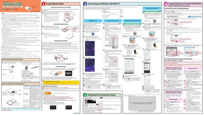 NEC Speed Wi-Fi NEXT WX01 Instruction manual setup guide