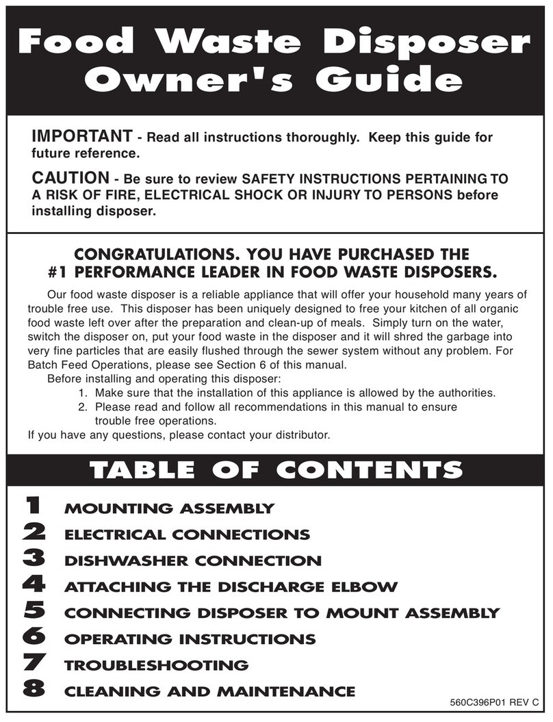 Waste King 560C396P01 owner's manual