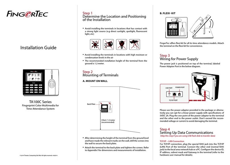 FingerTec TA100C User manual