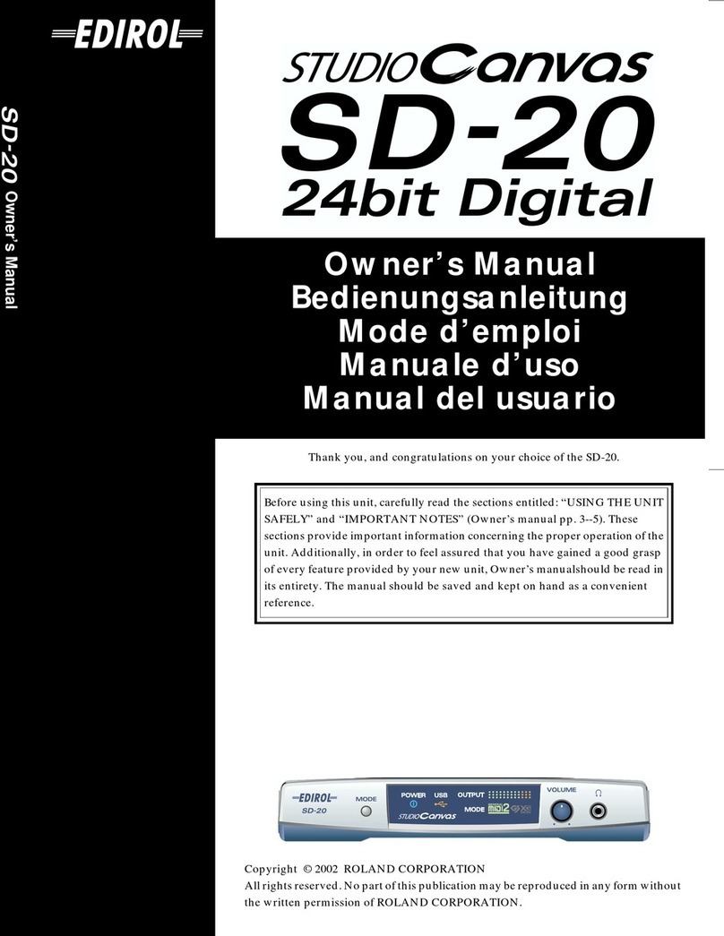 Edirol StudioCanvas SD-20 24bit Digital User manual