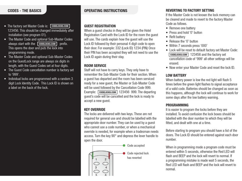 GUESTLOCK CL4OOO Programming & operating instructions