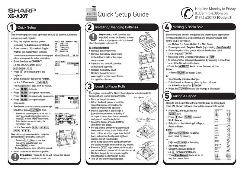 Sharp XE-A307 Quick setup guide