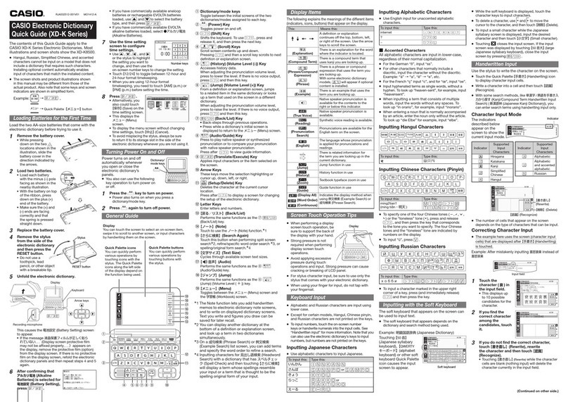 Casio XD-K Series User manual Casio XD-K Series User manual