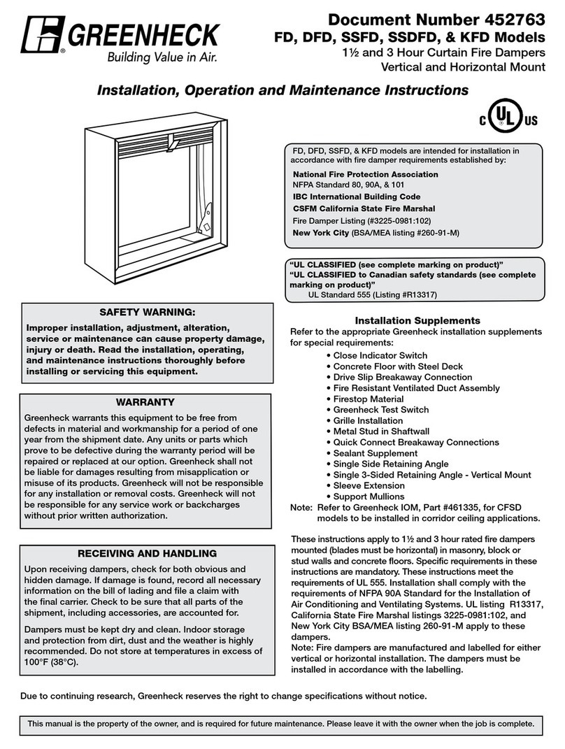 Greenheck FD Series Installation, operation and maintenance instructions Greenheck FD Series Installation, operation and maintenance instructions