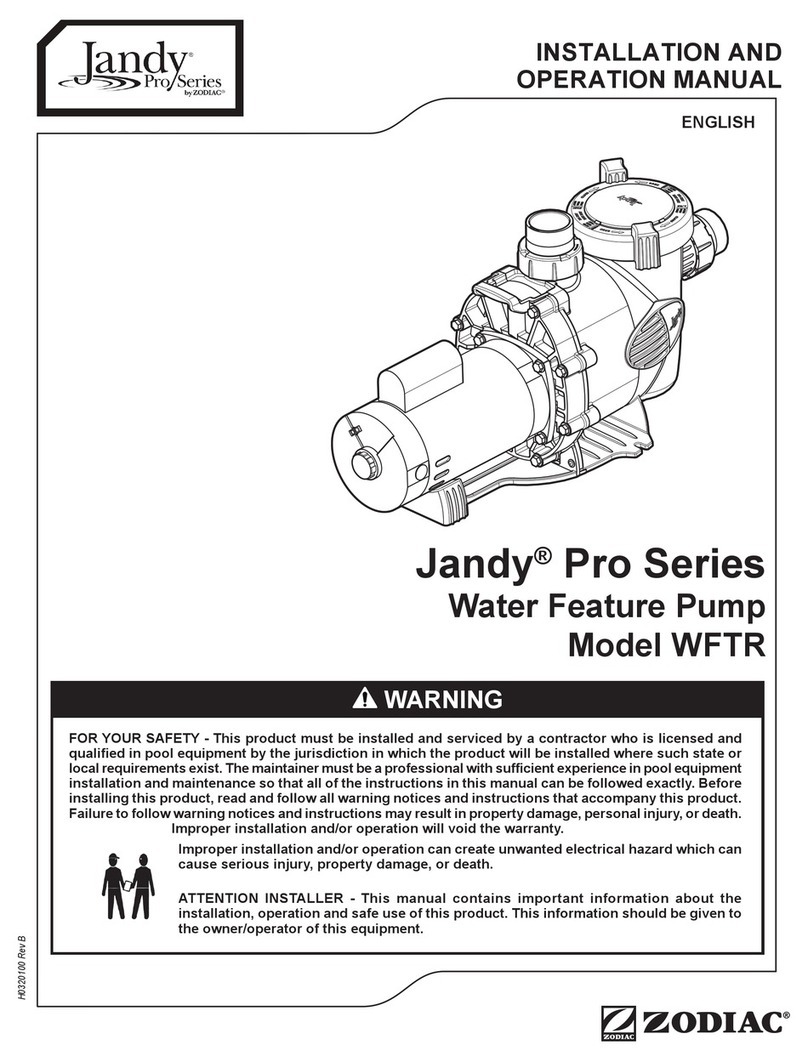 Jandy WFTR Installation and operation manual Jandy WFTR Installation and operation manual