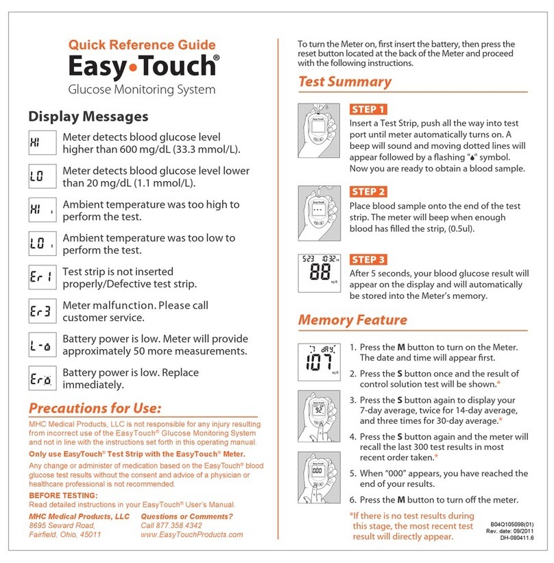 MHC Medical Products Easy Touch Quick reference guide
