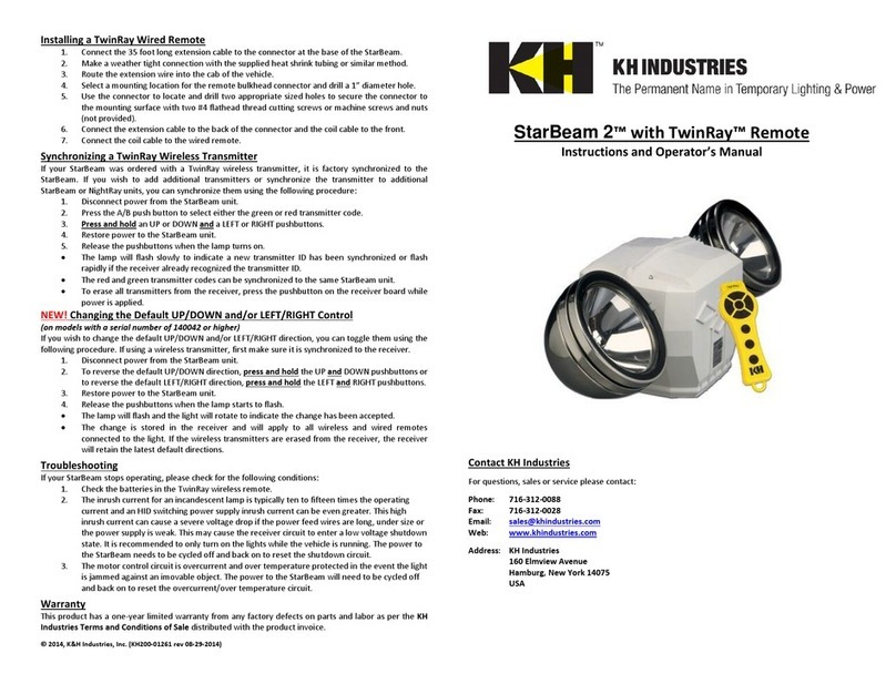 KH Industries StarBeam2 with TwinRay Remote Instructions and operating manual KH Industries StarBeam2 with TwinRay Remote Instructions and operating manual
