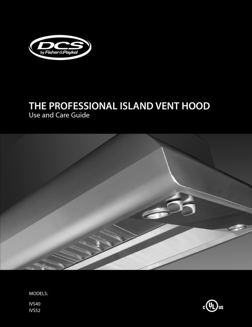 DCS Professional Island Vent Hood IVS40 Use and care guide