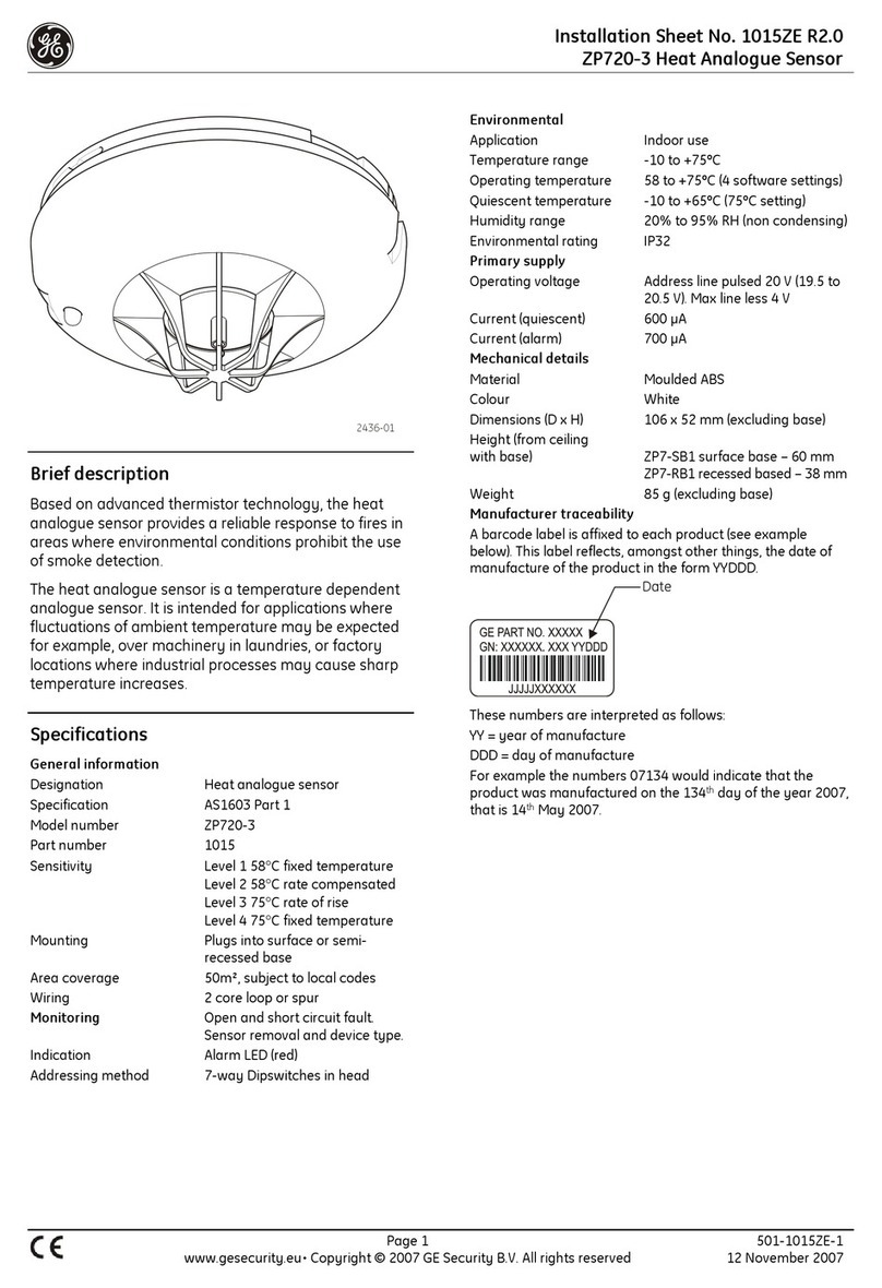 GE Security ZP720-3 Installation sheet