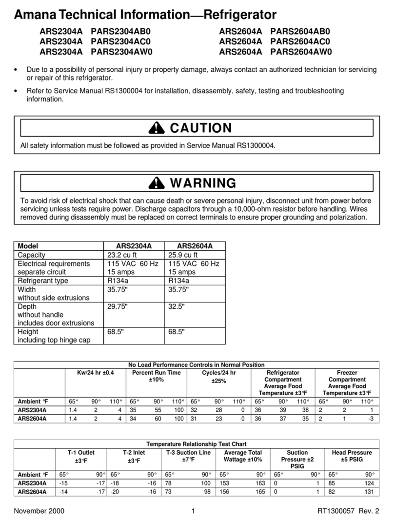 Amana ARS2304A PARS2304AB0 technical information