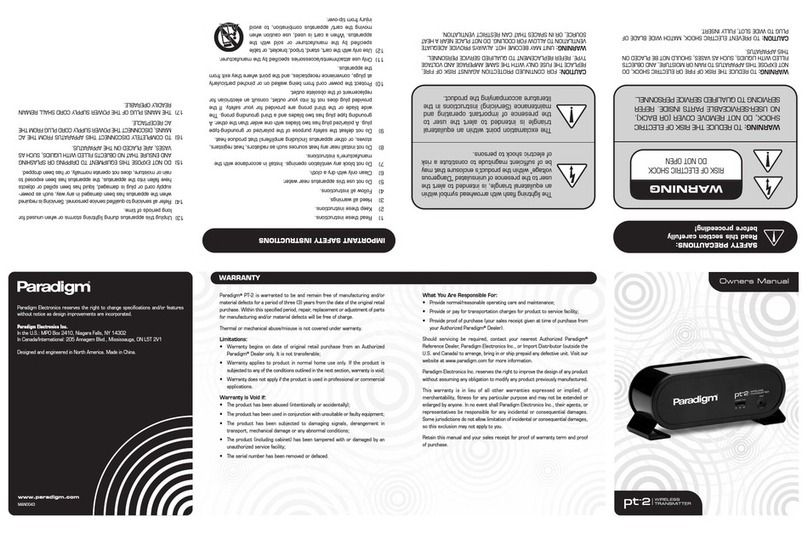 Paradigm PT-2 owner's manual