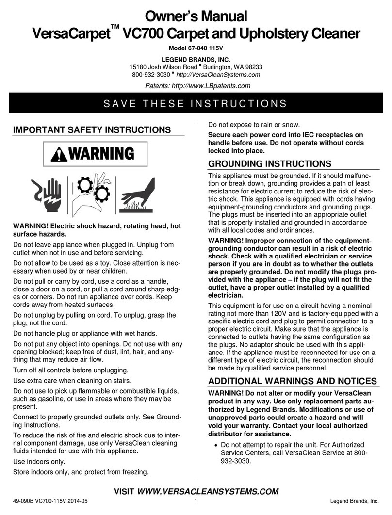 Versaclean VersaCarpet VC700 owner's manual