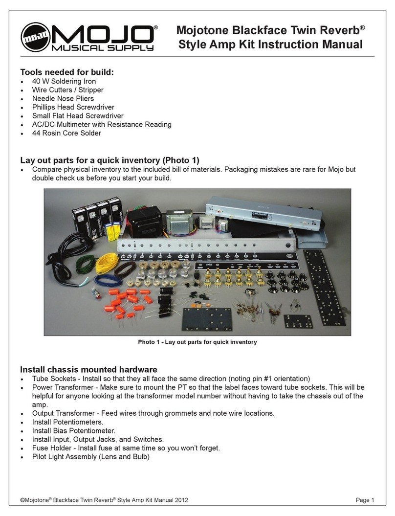 Mojo Mojotone Blackface Twin Reverb instruction manual