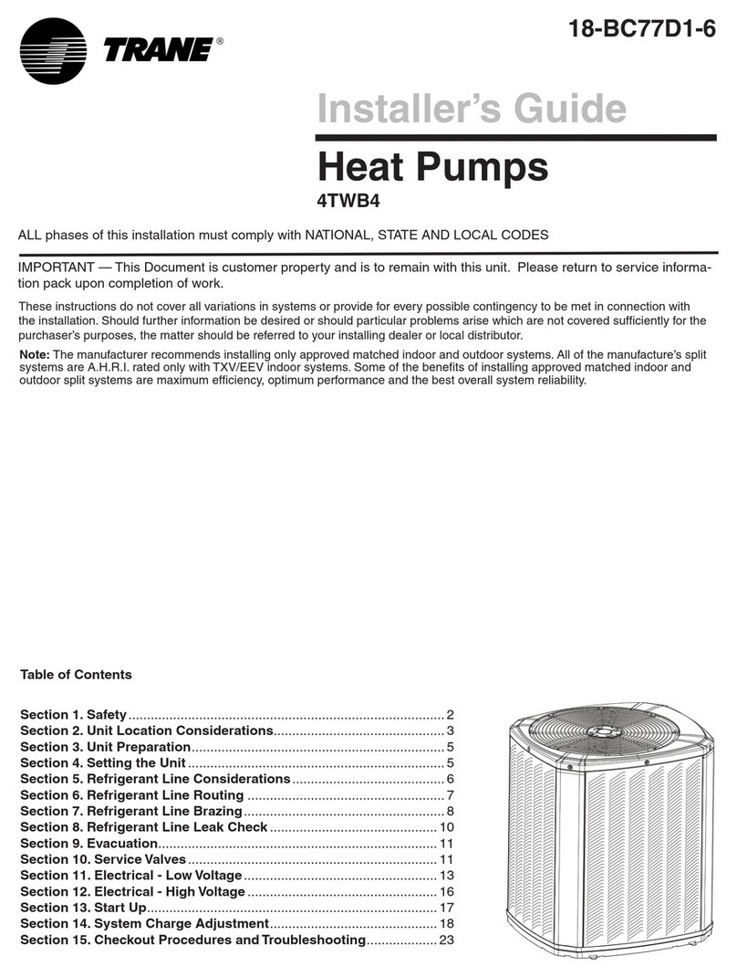 Trane 4TWB4018G Assembly instructions Trane 4TWB4018G Assembly instructions