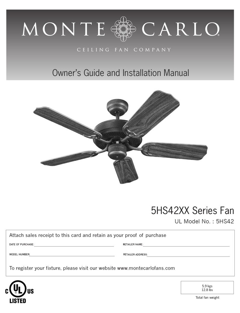 Monte Carlo Fan Company 5HS42XX Series owner's guide