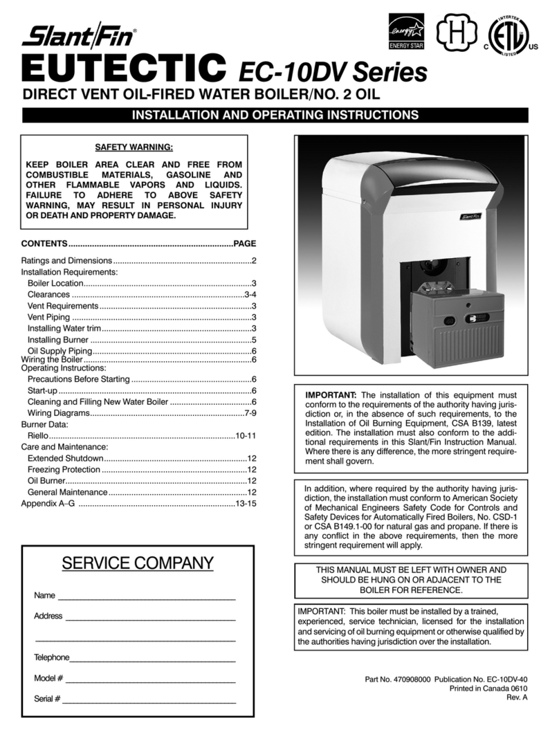 Slant/Fin EUTECTICEC-15DV Installation and operating instructions