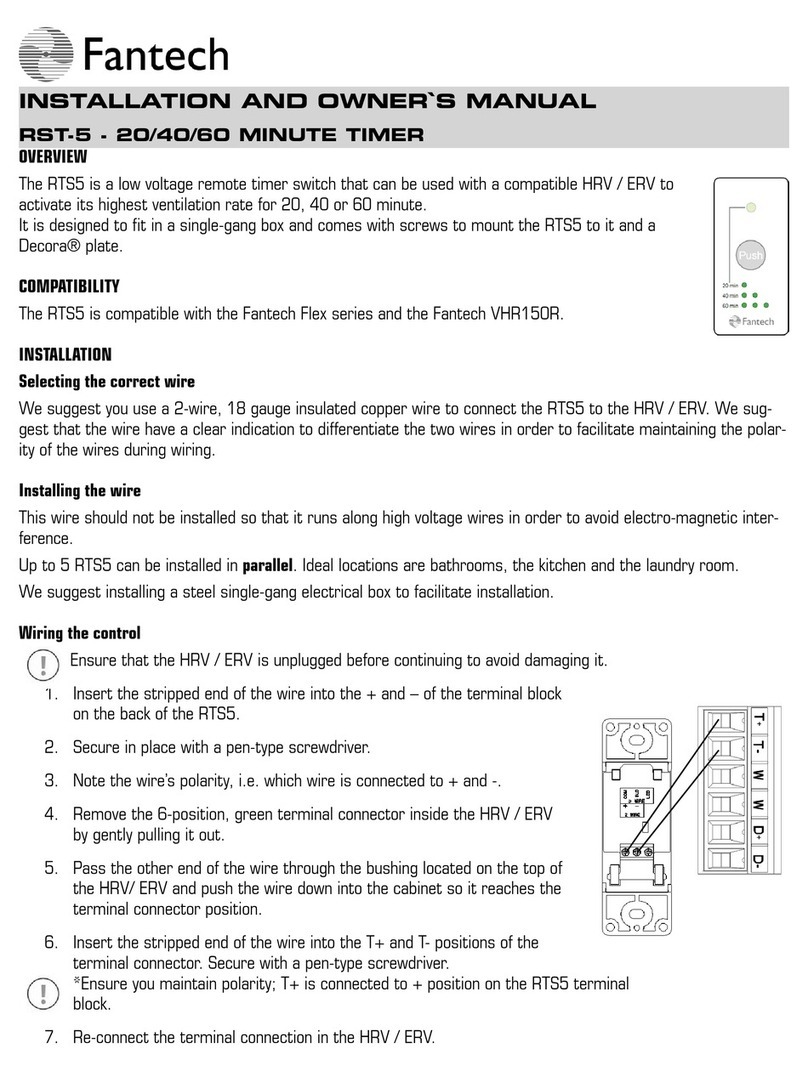 Fantech RTS5 Installation instructions