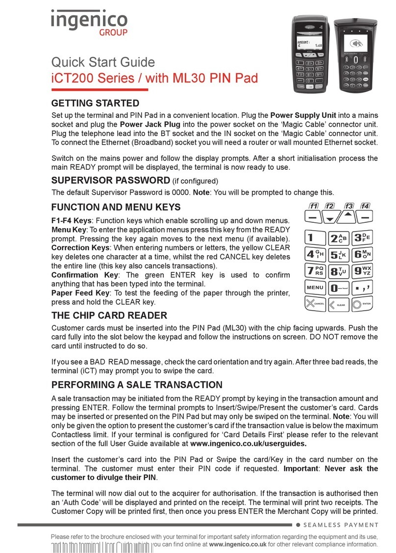 Ingenico iCT 200 Series quick start guide