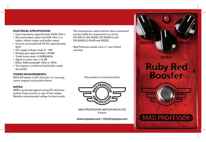 Mad Professor Ruby Red Booster owner's manual