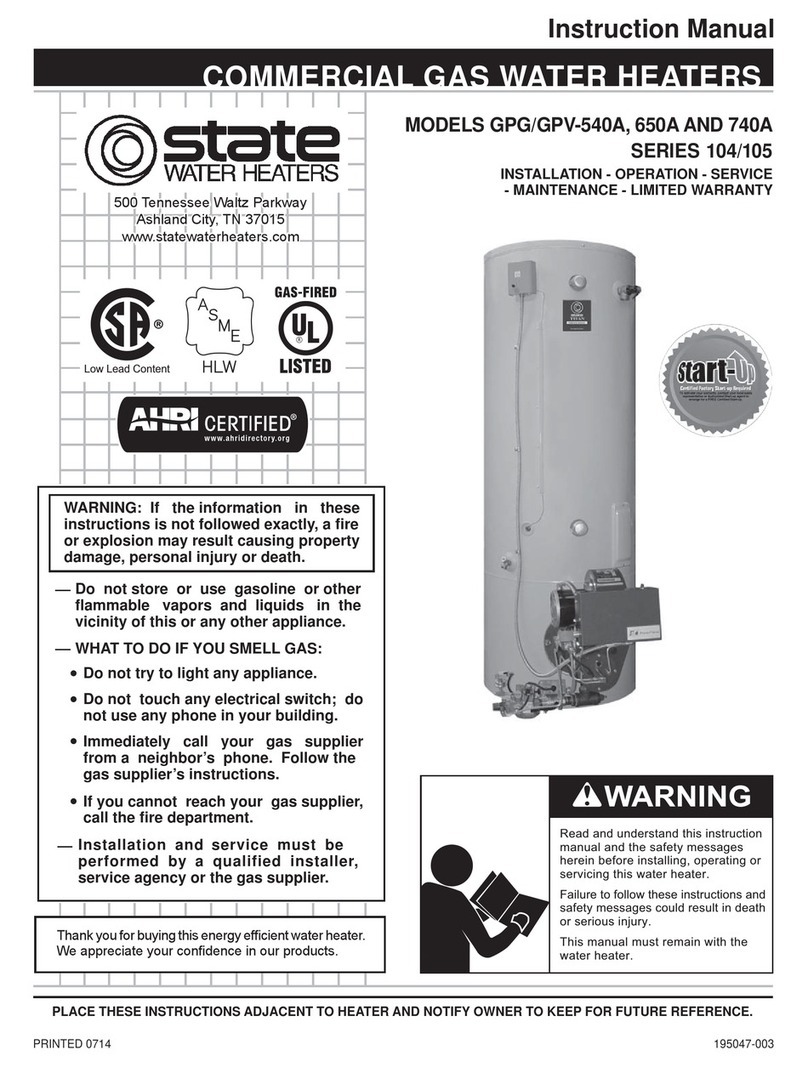 State Water Heaters GPG/GPV-540A User manual