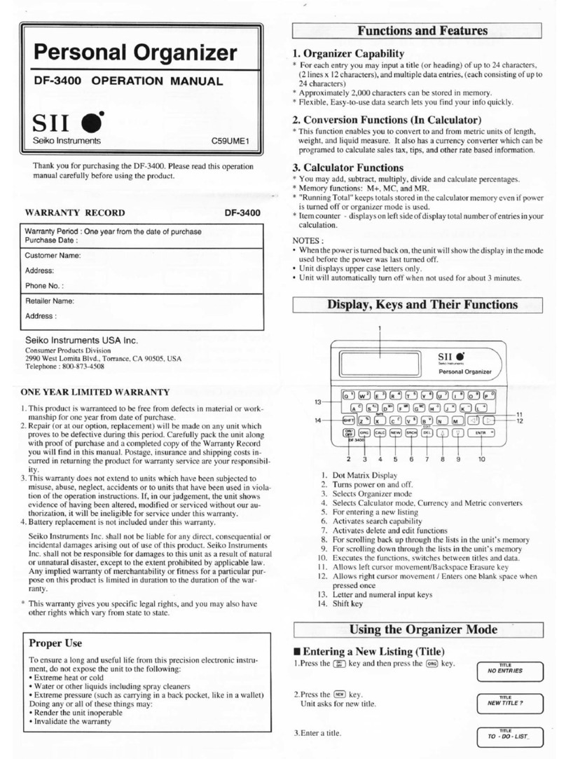 Seiko DF-3400 SII Operation manual