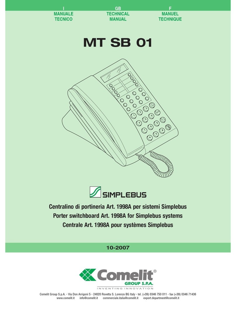 Comelit MT SB 01 Technical manual