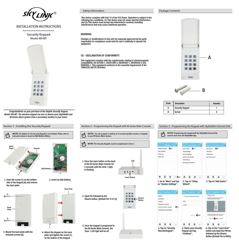 SkyLink KN-MT installation instructions