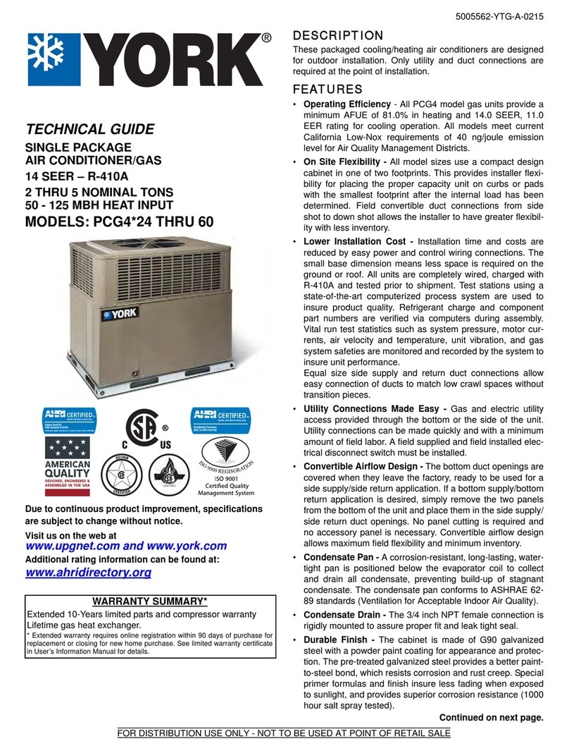 York PCG4A24 Quick start guide
