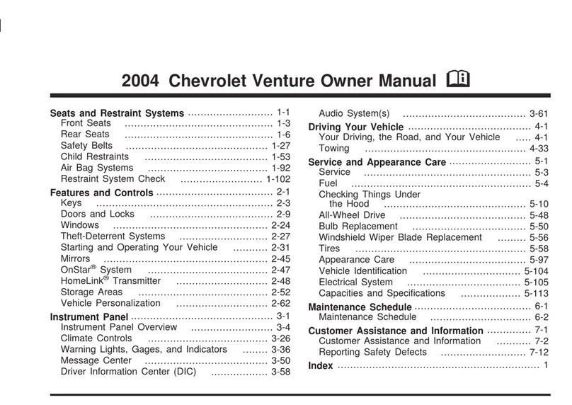 Chevrolet VENTURE 2004 owner's manual