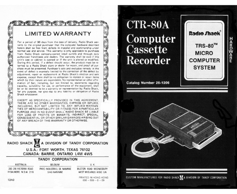 Radio Shack CTR-80A User manual