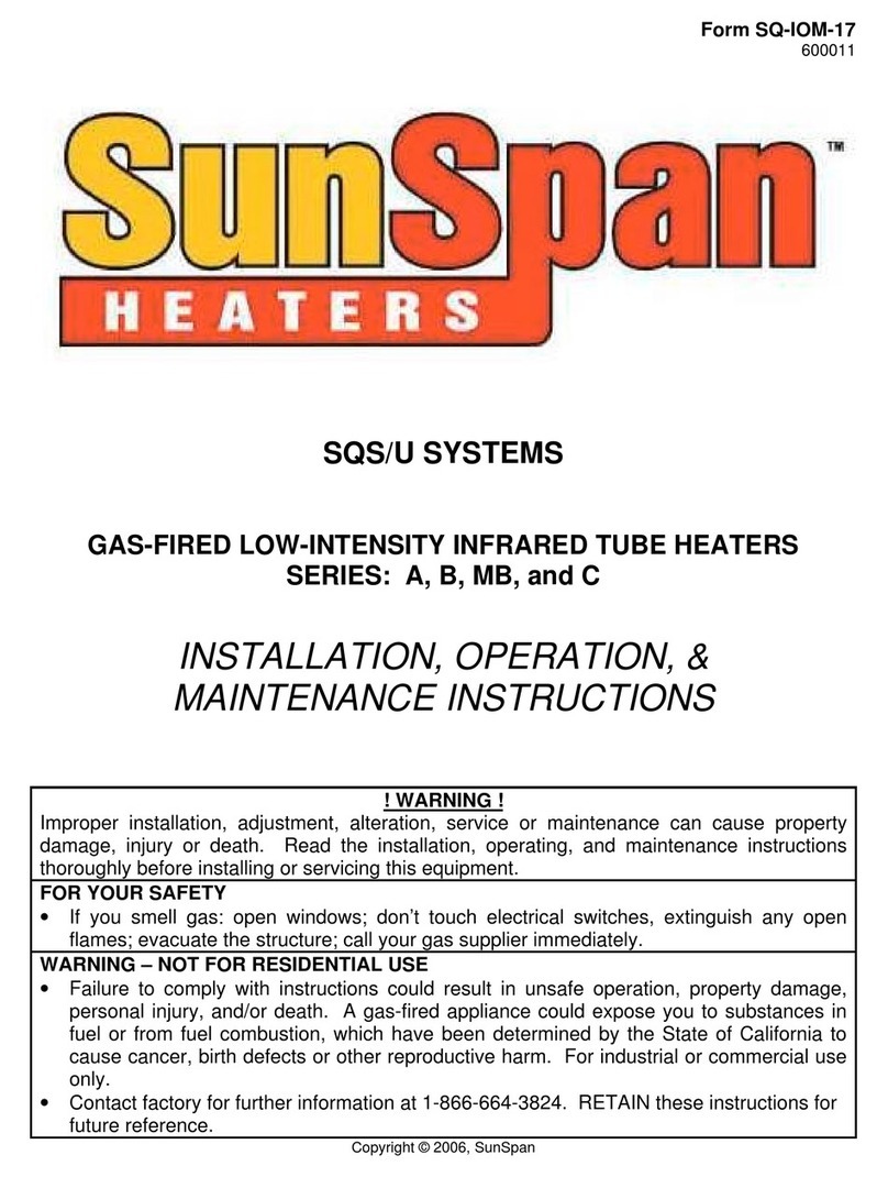 SunSpan Heaters A Series Installation, operation & maintenance instructions