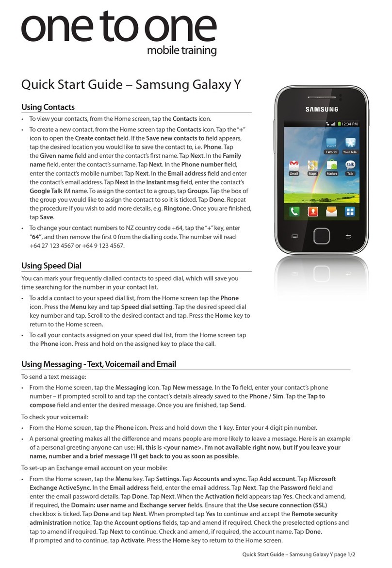 Samsung One to one Galaxy Y User manual