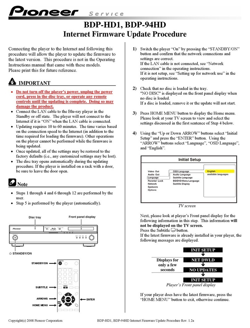 Pioneer Elite BDP-HD1 User manual