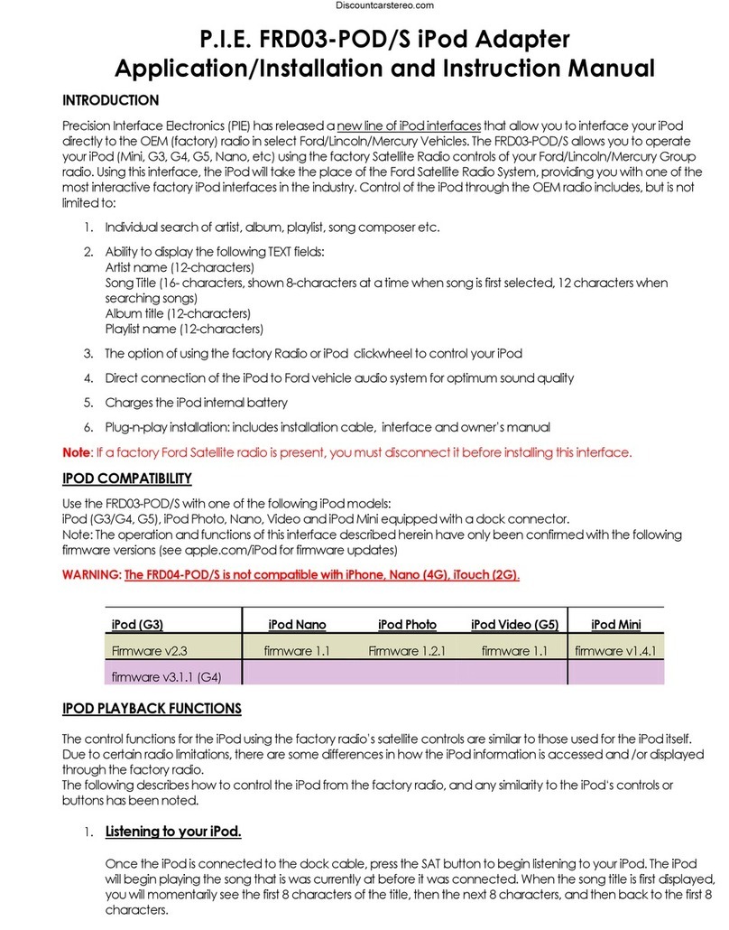 PIE FRD03-POD/S Application/installation and instruction manual