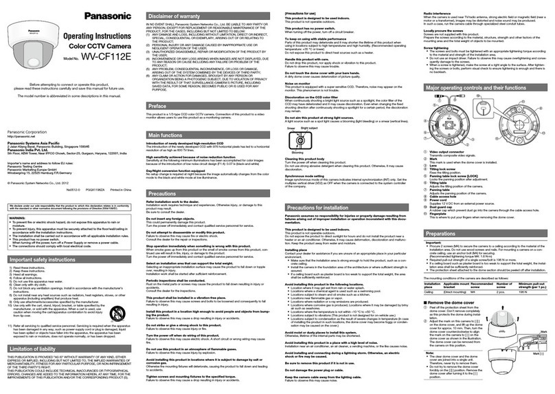 Panasonic WV-CF112E User manual