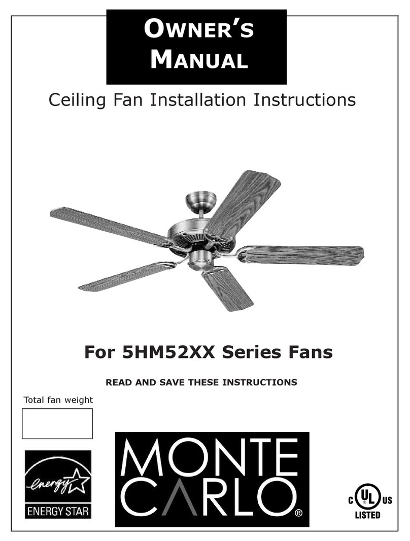 Monte Carlo Fan Company 5hM52XX series owner's manual